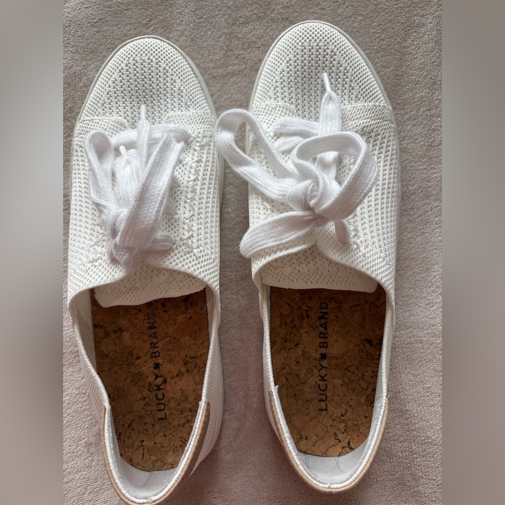 Lucky Brand Women's Cream Knit Sneakers